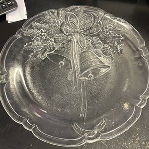Vintage Mikasa Crystal Holiday Bells Hostess Platter Serving Tray Japan